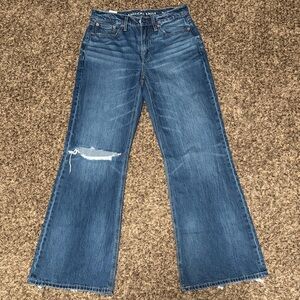 American Eagle Outfitters Women's Distressed Blue Flare Jeans